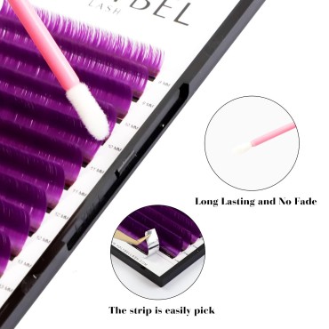KOLYBEL Colored Volume Lash Extension Thickness 0.07 mm C D Curl 8-15 Mixed Tray Auto Blooming Easy Fan Lashes Violet Eyelash Extension Self Fanning Lashes (Violet,0.07-C-8-15)
