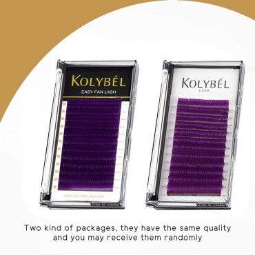 KOLYBEL Colored Volume Lash Extension Thickness 0.07 mm C D Curl 20-25 Mixed Tray Auto Blooming Easy Fan Lashes Violet Eyelash Extension Self Fanning Lashes (Violet,0.07-D-20-25)
