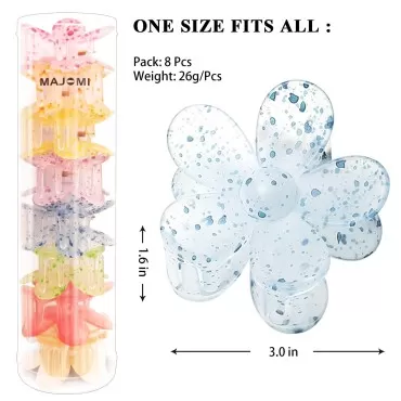 Hair Claw Clips Flower Hair Clips 8PCS Cute Hair Clip Daisy Hair Clips Big Claw Clip Strong Hold Clip Barrettes Large Hair Clamps Thin Hair Accessories Thick Hair For Women Girls Gifts 8 Colors
