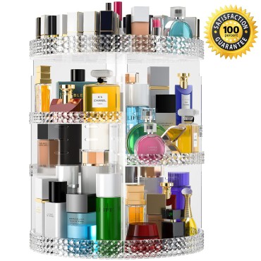 360 Rotating Makeup Organizer Countertop, Clear Ac...