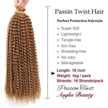 8 Packs Passion Twist Hair 18 Inch Passion Twist Crochet Hair For Black Women Water Wave Crochet Braiding Hair Extensions (27#)