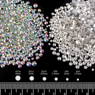 4 Mixed Colors Flatback Round Rhinestones Kit #2, ...