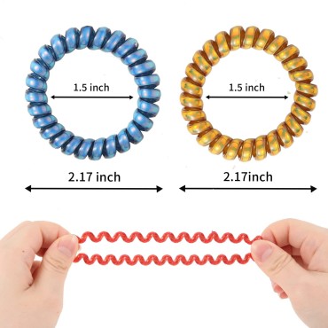 Spiral Hair Ties No Crease, Colorful Traceless Hair Ties, Elastic Coil Hair Ties, Phone Cord Hair Ties, Waterproof Hair Coils for Women Girls,Ponytail Hair Coils No Crease, 12 count