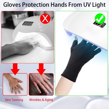 ANCIRS 2 Pairs UV Gloves for Gel Nail Lamp, Anti U...