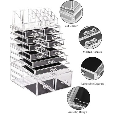 URMOMS Makeup Organizer 4 Pieces, Acrylic Makeup S...