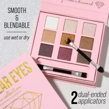 Expressions Makeup Stellar Eyes Eyeshadow Palette - 9 Professional Eyeshadow Colors Shimmer Finish - Cute Eyeshadow Set For Women w/Face Mirror & Applicator