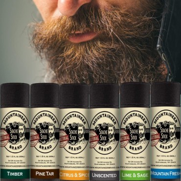 Mountaineer Brand Stache Stick | Mustache Wax for Men | 100% Natural Beeswax and Plant Based Oils | Grooming Beard Moustache Wax | Strong Hold | Smooth, Condition, Styling Balm | Timber 1.5oz