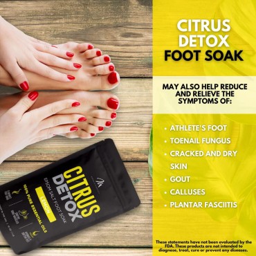 Mantello Citrus Detox Foot Soak - Foot Soaker for Use with a Feet Soaking Tub - Foot Soak Salts to Soften and Soothe Feet - Epsom Salt Foot Soak with Essential Oils - Pedicure Foot Soak, 1 lb. Bag