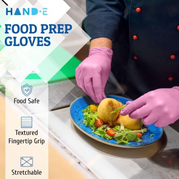 Hand-E Touch Pink Nitrile Disposable Gloves X-larg...