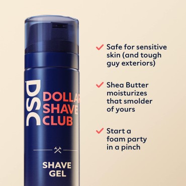 Dollar Shave Club | Shave Gel 2-Pack | Formulated with Shea Butter and Aloe, Helping Prevent Shave Irritation, Provides Long Lasting Lubrication During Shaving, Safe for Sensitive Skin, Blue