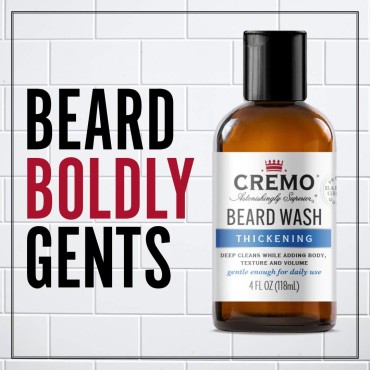 Cremo Beard Wash Thickening Formula Deep Cleans While Adding Volume, 4 Fl Oz
