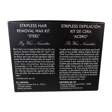 Barbero Grooming Microwavable Hair Removal Stripless Wax Kit Steel 8.45 Ounces by Wax Necessities Waxness