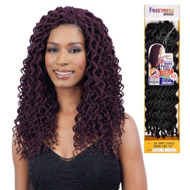 FreeTress 2X Soft Curly Lite Faux Loc Crochet Synthetic Braiding Hair (12