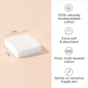 Diane Multi-Layer Cotton Facial Square Pads, 100 c...