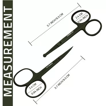 Utopia Care Curved and Rounded Facial Hair Scissors for Men - Mustache, Nose, Beard, Eyebrows, Eyelashes, and Ear Hair Cutting Scissors - Professional Stainless Steel Trimming Scissors - Green