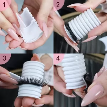 Lash Glue Replacement Self-adhesive Strips 30 Pcs with Applicator, Clear Waterproof Self-sticking Lash Strips Suitable for All Strip False Eyelashes, Single Length 35mm, Ideal Way to Apply Fake Lashes