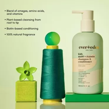 Evereden Kids Shampoo and Conditioner 2 in 1: Melon Juice, 10.1 fl oz. | Plant Based and Natural Kids Skin Care | Non-toxic and Organic Ingredients | Multi-Vitamin Skin Care for Kids