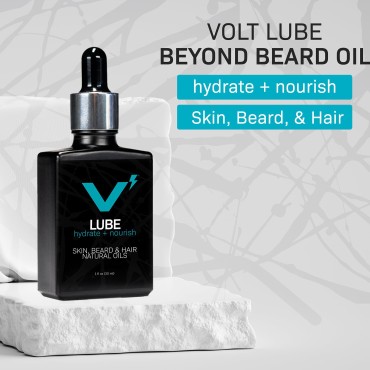 VOLT Lube Mens Beard Oil Skin Moisturizer & Hair Softener Men Grooming Natural Shine with Jojoba & Argan Oil, 1oz Bottle Two Peaks Scent - Christmas Gift