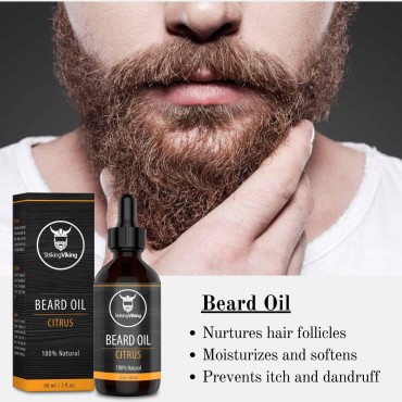 Striking Viking Scented Beard Oil Conditioner for Men (Large 2 oz.) - Natural Organic Formula with Tea Tree, Argan and Jojoba Oils with Citrus Scent - Softens, Smooths,& Strengthens Beard Growth