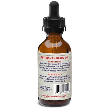 BETTER MAN BEARD Beard Oil - 2 oz All-Natural Leave-in Beard Conditioner with Therapeutic Grade Essential Oils & 100% Natural Formula - Oil1