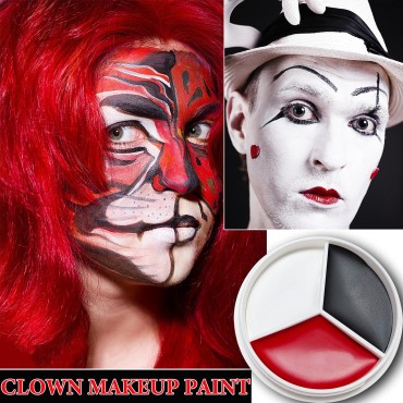 Fusang 2Pcs Clown Black White Red Face Paint,Profe...