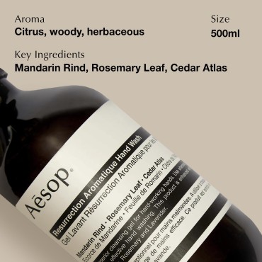 Aesop Resurrection Aromatique Hand Wash | 500mL/16.9 oz | Paraben, Cruelty-free & Vegan