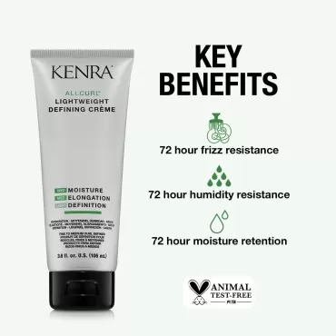 Kenra AllCurl Lightweight Defining Crème |Lightweight Curl Definer |Enhances Shine & Manageability |72 Hour Frizz & Humidity Resistance|72 Hour Moisture Retention|Wavy, Curly, Coily Hair | 3.6 fl. oz