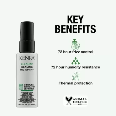 Kenra AllCurl Sealing Oil Spray | Seals in Moisture & Provides Shine | 72 Hour Frizz Control |72 Hour Humidity Resistance | Thermal Protection |Wavy, Curly, Coily Hair | 1.5oz