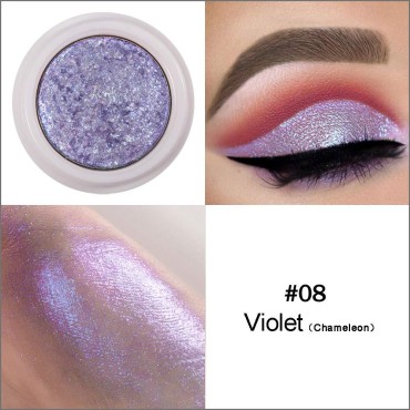 AKARY 12 Colors Glitter Eyeshadow, Mashed Potato Pearlescent Monochrome Eyeshadow Polarized Light Not Smudged Eye Shadow, Highly Pigmented Eye Makeup Cosmetics Gift for Women And Girls Eye Brightening Flash Powder (#08 Violet)