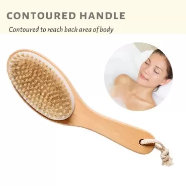 100% Natural Boar Bristle Body Brush with Contoure...