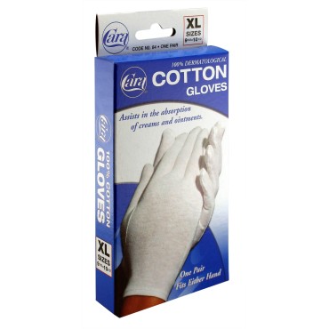 Cara Moisturizing Eczema 100% Premium Cotton Gloves, Extra Large, White, 1 Pair