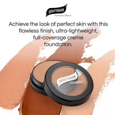 Graftobian HD Glamour Crème Foundation 1/2oz, Weightless Full Coverage Makeup, 65 Inclusive Shades, For All Skin Types, Natural or Full-Glam Looks, For Professionals and Beginners, Soft Wisp