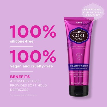 HASK CURL CARE Curl Defining Cream - vegan formula, cruelty free, color safe, gluten-free, sulfate-free, paraben-free