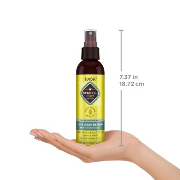 HASK HEMP OIL 5-in-1 Leave In Conditioner Spray for all hair, color safe, gluten free, sulfate free, paraben free - HEMP OIL 2 PIECE SET
