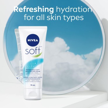 NIVEA Soft All-Purpose Moisturizing Cream (75 mL), Everyday Moisturizer and Hand Cream for Use After Hand Sanitizer or Hand Soap Light and Non-Greasy Formula