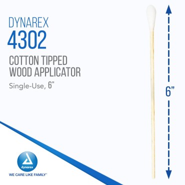 Dynarex 6-Inch Non-Sterile Cotton Tipped Applicato...