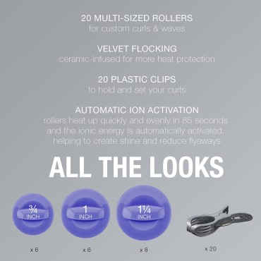 INFINITIPRO BY CONAIR Ceramic Flocked Hot Roller Set with Cord Reel and 20 Hair Rollers
