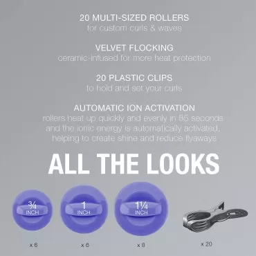 INFINITIPRO BY CONAIR Ceramic Flocked Hot Roller Set with Cord Reel and 20 Hair Rollers