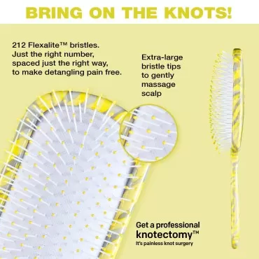 The Knot Dr. for Conair Hair Brush, Wet and Dry Detangler, Removes Knots and Tangles, For All Hair Types, Yellow/Grey Zebra