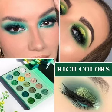 WYBLZPXZ 15 Colors Green Colorful Eyeshadow Palett...