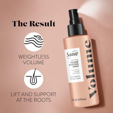 Suave Simply Styled Lightweight Root Lifting Hair Spray, Volume Boost Hairspray Hair Volumizer for Weightless Volume 6 oz