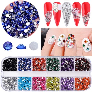 5 Boxes Colorful Nail Art Rhinestones Kit - Multic...