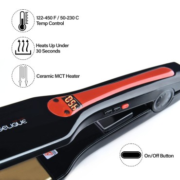 Le Angelique Titan G3 Nano Titanium Flat Iron ? 1.75 inch Extra Wide Styling Plates ? 450F to 120F Digital Temp Control Professional Titanium Plated Hair Straightener - Dual Voltage 110v-240v