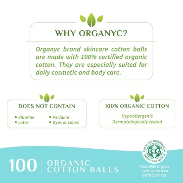 Organyc 100% Organic Cotton Balls for Sensitive Sk...