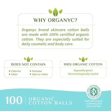 Organyc 100% Organic Cotton Balls for Sensitive Sk...