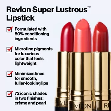 Revlon Lipstick, Super Lustrous Lipstick, Creamy Formula For Soft, Fuller-Looking Lips, Moisturized Feel, 671 Mink, 0.15 oz