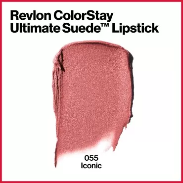 Revlon Lipstick, ColorStay Ultimate Suede Lipstick, High Impact Lip color with Moisturizing Creamy Formula, Infused with Vitamin E, 055 Iconic, 0.09 Oz