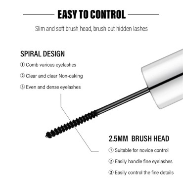 Fine Brushed Mascaras,Catching Tiny Eyelashes,Waterproof Mascara,Long Lasting,Smudge-proof,Black (1 Pcs)