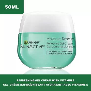 Garnier SkinActive Moisture Rescue Refreshing Gel-Cream for Normal/Combo Skin, Oil-Free, 1.7 Oz (50g), 1 Count (Packaging May Vary)