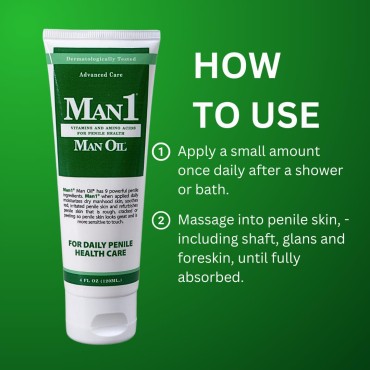 Man1 Man Oil Penile Health Cream - Advanced Care. Treat dry, red, cracked or peeling penile skin. Improves sensation over time